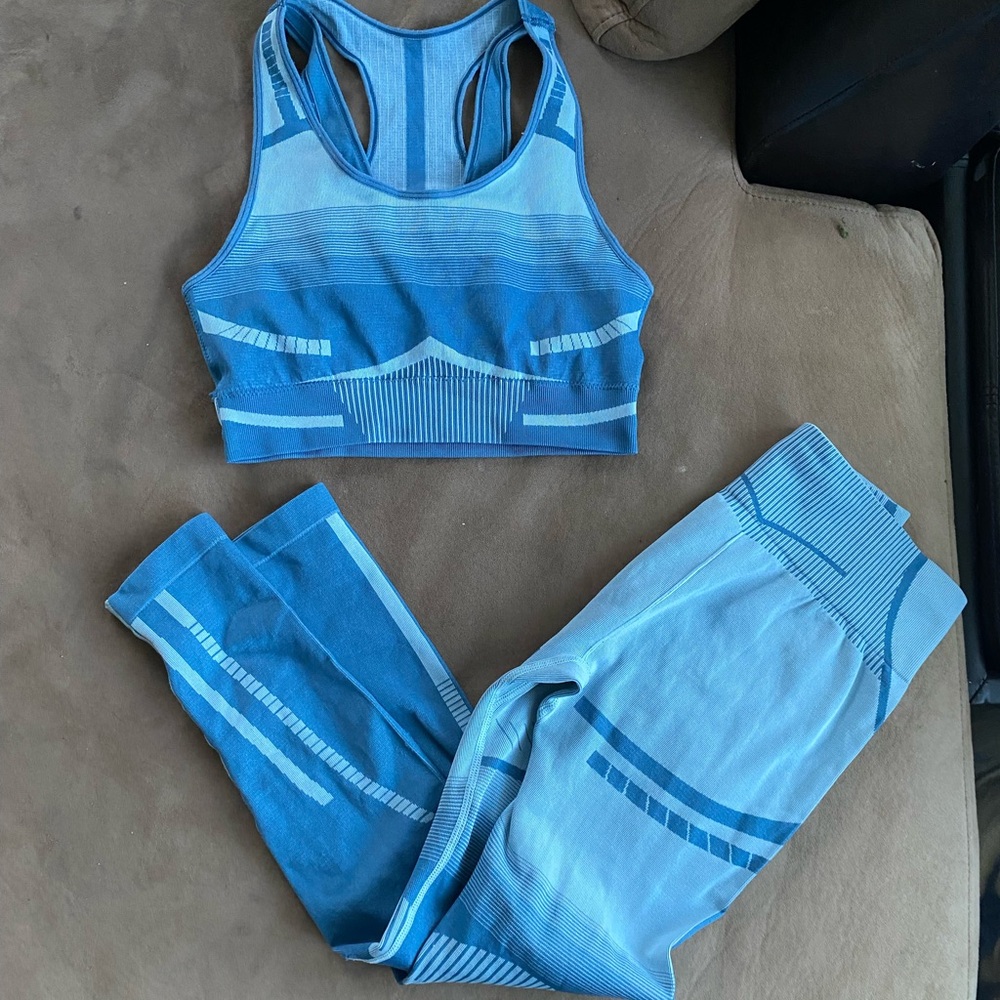 Blue Striped Activewear Set